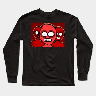 Three Chilling Grins Hot Red Long Sleeve T-Shirt
